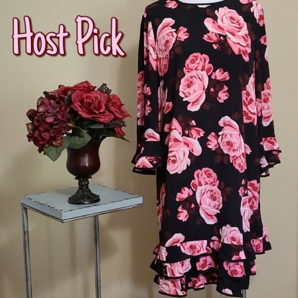 kate spade Dresses & Skirts - NEW Kate Spade Shift Dress New York Rosa Ruffle Pink 3/4 Bell Sleeve Tiered XL